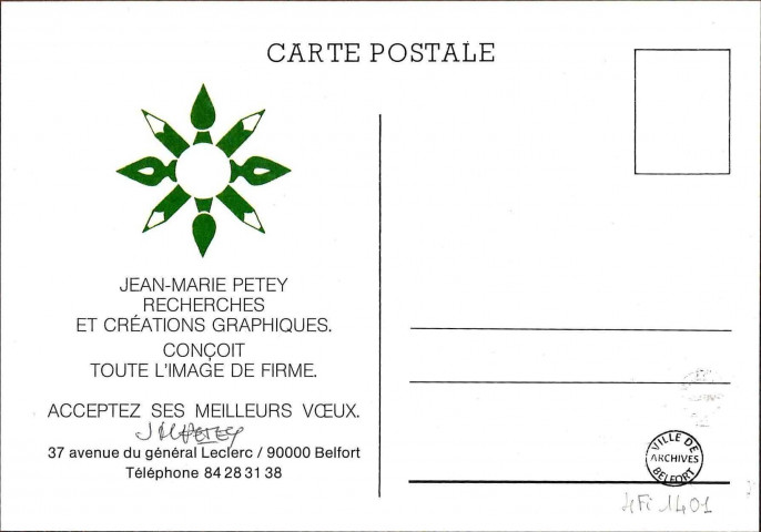 Carte de voeux 1991 - Illustration Jean-Marie Petey