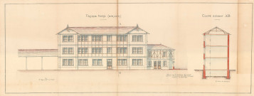 [École Jean Jaurès] - Projet de construction d'une école professionnelle de garçons : façade nord sur cour, coupe (2 exemplaires).