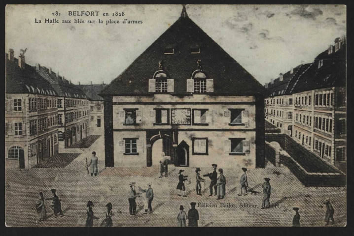 Belfort en 1828 - La halle aux blés sur la place d'armes