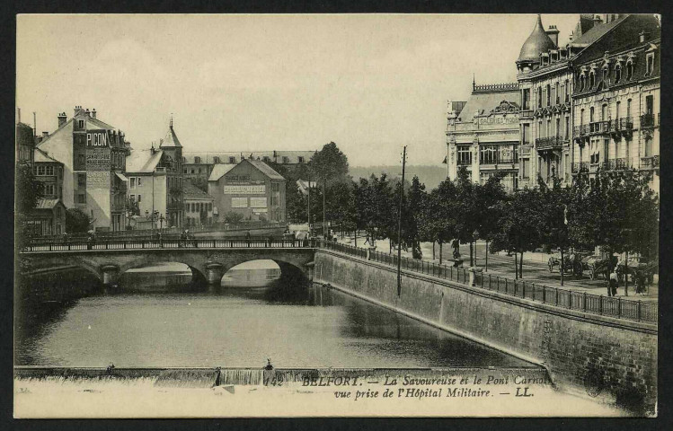 BELFORT - La Savoureuse et le Pont Carnot, vue prise de l'Hôpital militaire
