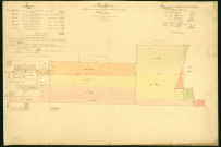 Plan des terrains à acquérir pour la construction d'écoles au faubourg des Vosges (avec légende), 1/400.
