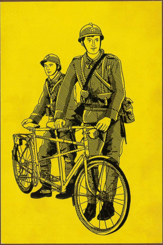 Belfort Rétro Vélo Tour, série de 4 cartes postales (jeune femme, soldats avec tandem, coureur cycliste, gendarme)
2 ex.