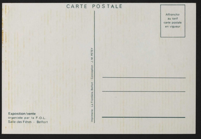 Belfort - 5-6 avril 1980 - 3è salon de la carte postale de Belfort - Centenaire du Lion (dessin de Jean-Marie Petey) (2 exemplaires)