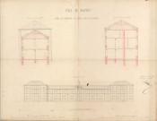 [École Victor Hugo] - Projet de construction des écoles pour les faubourgs : coupes transversales, élévation sud.