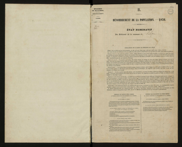 Liste de recensement 1856