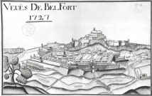La Ville de Belfort en 1727Reproduction photographique d'après un plan, noir et blanc