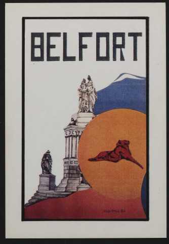 Belfort : composition artistique de Numa (le Lion, le monument des Trois Sièges)