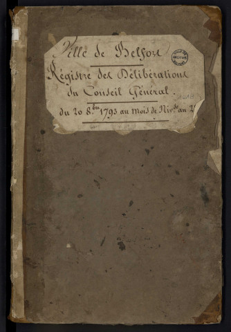 Registre des délibérations du Conseil général, 20/10/1793 - 11/01/1794 (22 nivôse an II)
