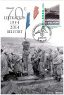 70e Libération Belfort 1944-2014, 4Fi1240/1 : 2 exemplaires simples4Fi/1240/2 : 2 exemplaires avec timbre et tampon2 timbres "Libération de Belfort"