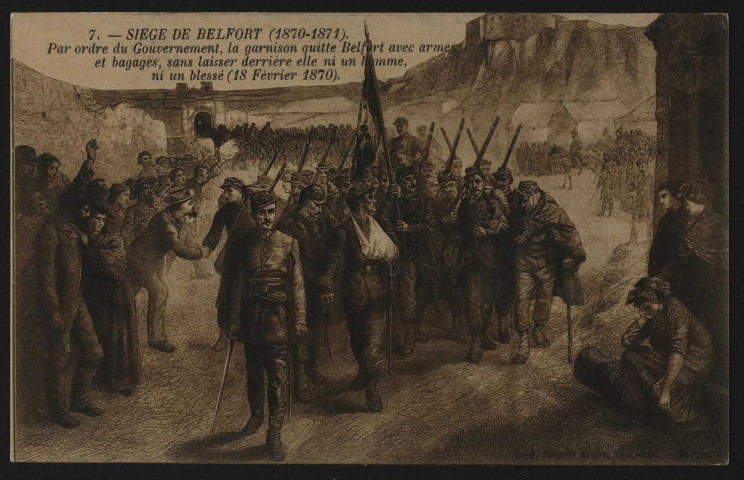 Siège de Belfort (1870-1871) - Par ordre du gouvernement, la garnison quitte Belfort avec armes et bagages, sans laisser derrière elle ni un homme, ni un blessé (18 février 1870) (1871)