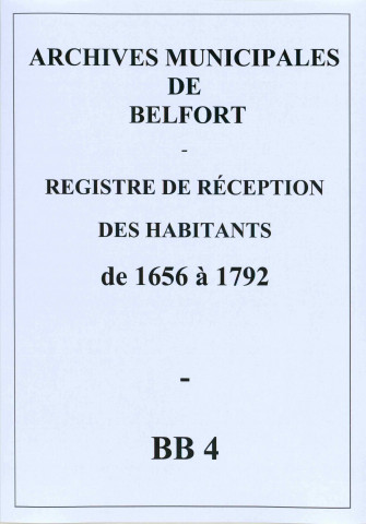 Registre de réception des habitants de Belfort