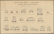 Entreprise de travaux publics et industriels E. Balzer (rue Ferry / Balzer) : coupes des bâtiments.