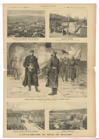 Le Journal illustré 19 avril 1896, comprend une double page de dessins au trait sur le siège de Belfort de 1870-1871