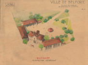 École maternelle du quartier de la Miotte (variante) : perspective générale (projet architecte : "de l'air ! de la lumière !").