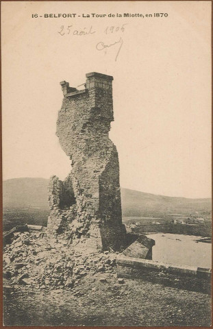 Belfort - La Tour de la Miotte en 1870