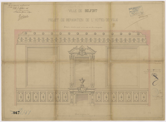 Hôtel de Ville de Belfort : projet de réparation de la façade ouest de la salle des fêtes et réceptions